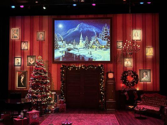 The set, piano on left