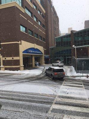 Building from parking garage