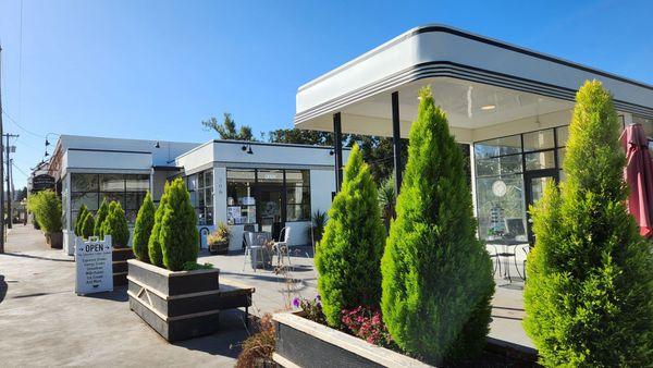 Exterior with patio seating