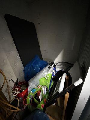 Items moved, front loaded driver/washer, furniture, trash, etc.