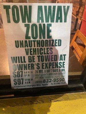 This is the sign of the company places in random areas; however, not in the view of the parking lots.