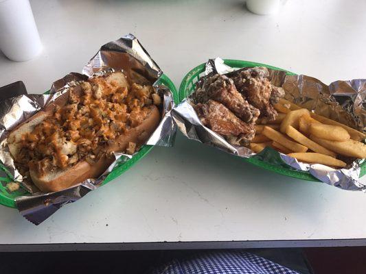 Chicken philly and garlic parm wings