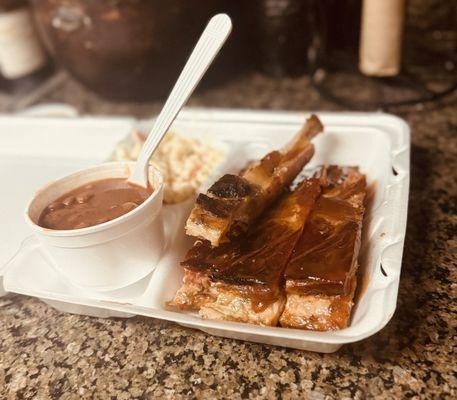 BBQ ribs. Husband had the beef plate. Full belly's and great flavor.