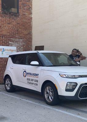 Company car and employee.