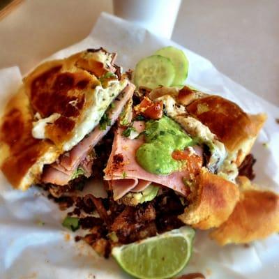 Torta cubana. Would've been better if the bread hadn't fallen apart before getting to my table in 20 minutes :( but worth the $6