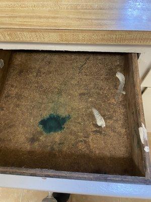 Stained drawers kitchen where food and dishes go