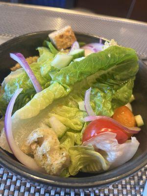 Tender leaf side salad.