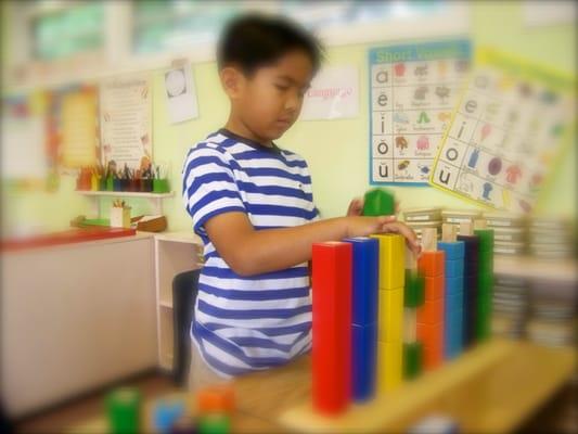 Montessori fraction is being introduced to 1st graders