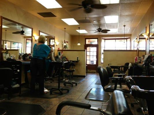 Inside view of all the hairstylists work stations