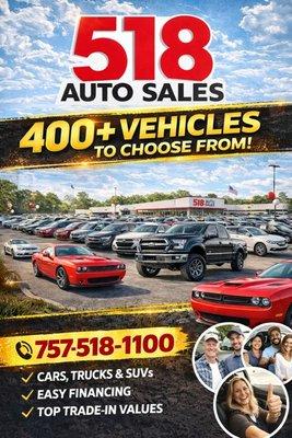 With 400 vehicles to choose from we'll definetely have something for you! Visit us today 518auto.com