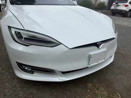 The side repair patch is still muck darker and dull.