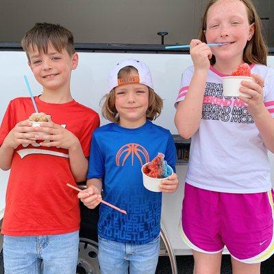 Kids enjoying some shaved ice!