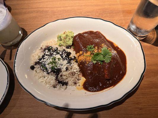 Brisket enchiladas with rice and beans!