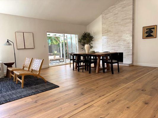 We installed this wide-plank LVP throughout--waterproof, durable, and warm-toned to pull the whole remodel together.