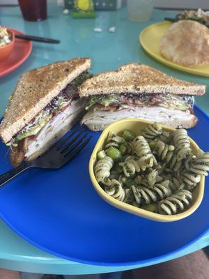 Hello Marilou with pesto pasta salad