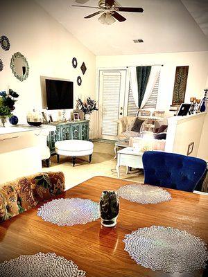 OCD Dining / Den . Maximizing space to create beauty , elegance, & style !