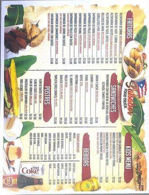 Menu de salsabor food truck