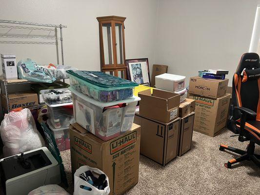 Labeled office items placed in correct room.