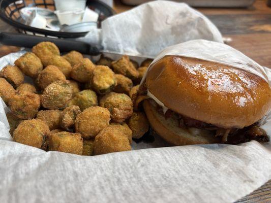 Beef Brisket Sandwich with okra