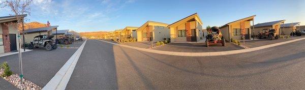 Cottages and parking at the Water Canyon Resort