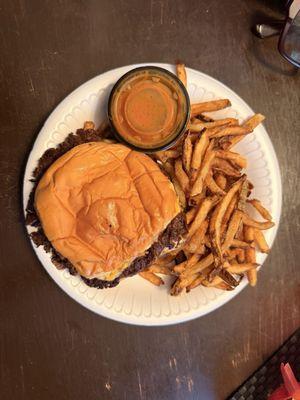 Smash burger and fries.