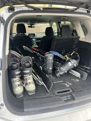 Skis w/ boots + pole & helmet