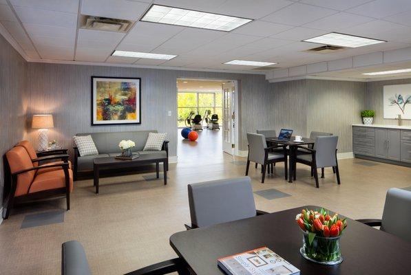 Rehabilitation lounge for both guests and visitors