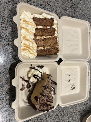 Carrot cake and peanut butter pie