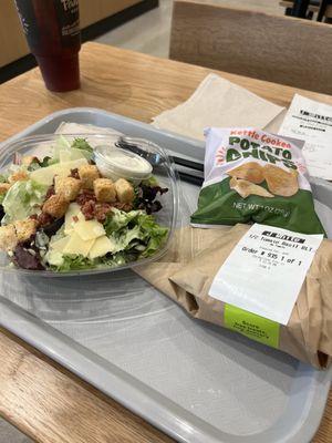 Salad and half sandwich deal. Free iced tea from the Sipper Club!