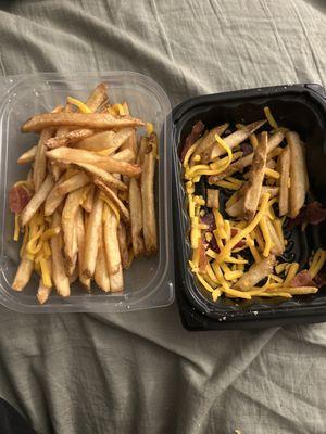 Cold Baconator fries with no cheese sauce and unmelted cheese