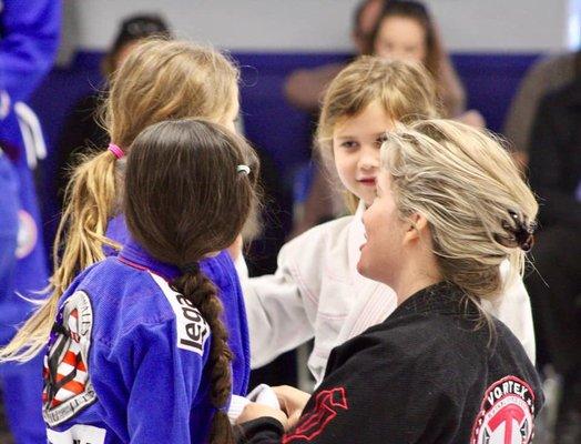 Making friends on the mat!!