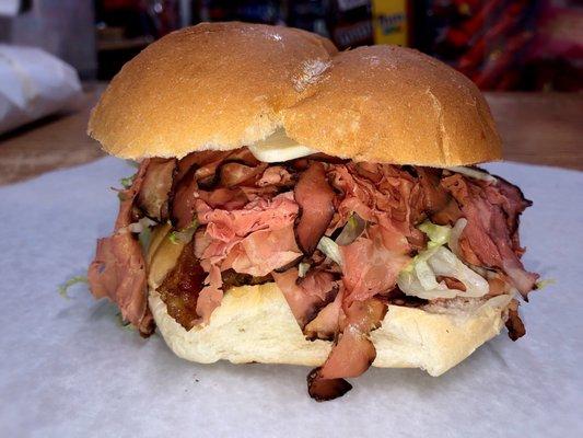 Roast beef club on Bulky roll
