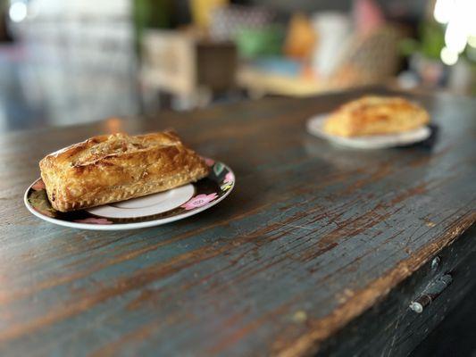 Two guava cheese pasteles straight out of the oven