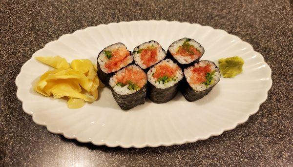 Negitoro/ Fatty Tuna & Green Onion rolls.