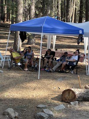 Relaxing with our extended family