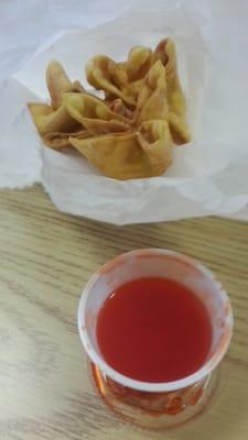 Cream cheese wontons. Too thick but filling was OK
