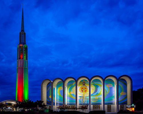 LED Lighting installed by LED Orange for the bell tower at First Baptist Huntsville.