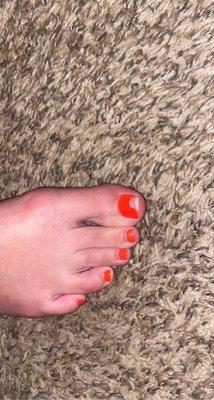 My gel polish chipped three days after my pedicure.