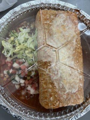 Red wet burrito #31 with carne asada