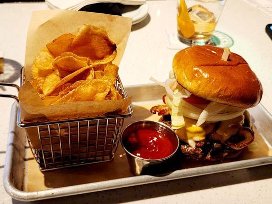 Burger and House Chips