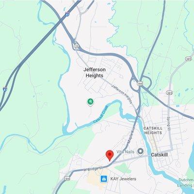 Location map of Budd's Dispensary. Located at 170 West Bridge St Catskill, NY, 12414