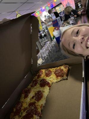 Off the boat pizza and my daughter.