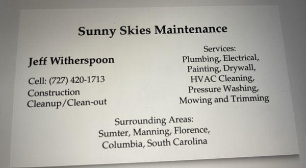 Sunny Skies Maintenance