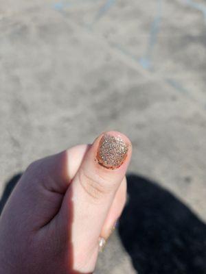 Jenny cut me and proceeded to do my nails without cleaning it up