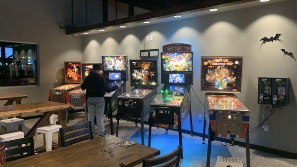 Pinball machines in the back room