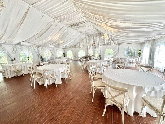 Inside tent space