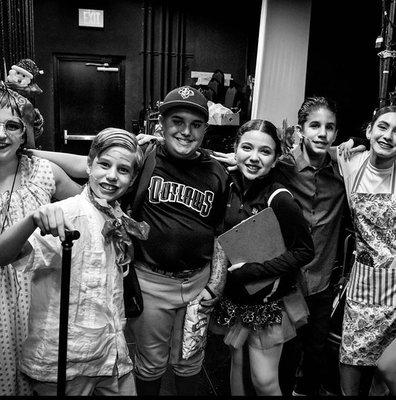 Our actors ready to go on stage for our end of year production written by our director, Miriam De Francisco.