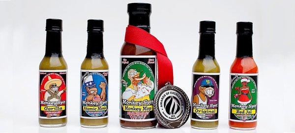 Award winning sauces at Monkey Spit! Get ya some!!!