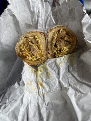 Vegan Egg and Cheese Sandwich on a Roll
