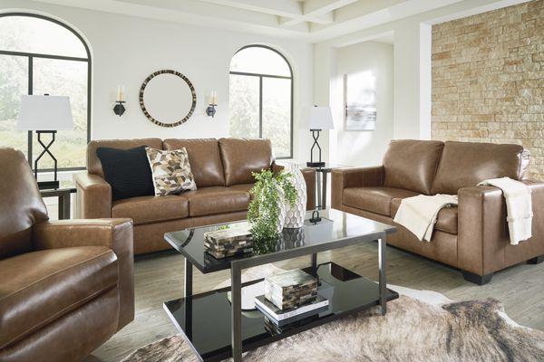 Leather sofa and loveseat